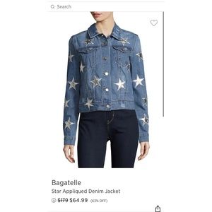 Designer Denim Jacket with Metallic Star Patches